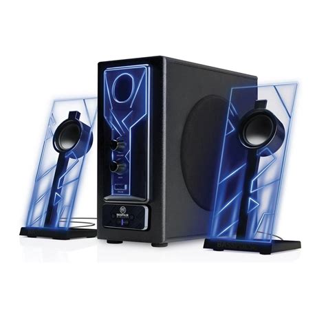 bluetooth  computer speakers  bass subwoofer glowing blue led lights   foot
