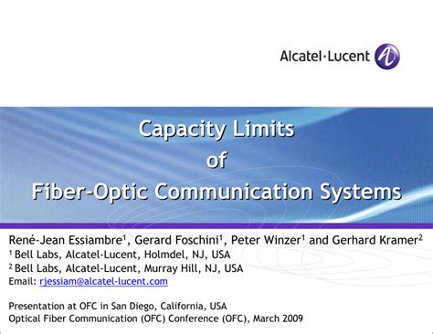 capacity limits  fiber optic communication systems