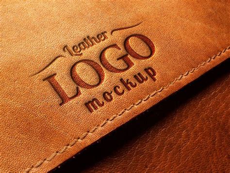 embossed leather logo mockup psd behance