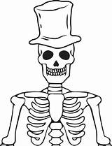 Skeleton Coloring Pages Drawing Kids Halloween Printable Easy Skeletons Human Axial Skeletal System Template Colouring Print Step Draw Skull Hat sketch template