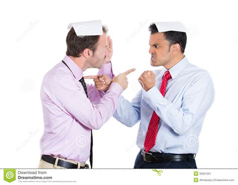 Two Guys Businessman A Boss And Employee Angry Pointing