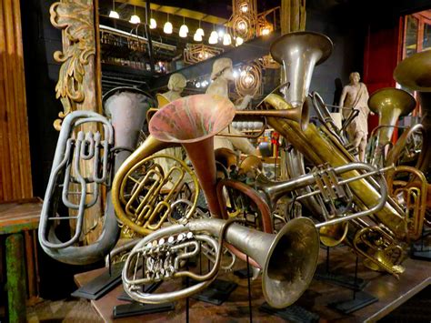 vintage brass musical instruments strike   band