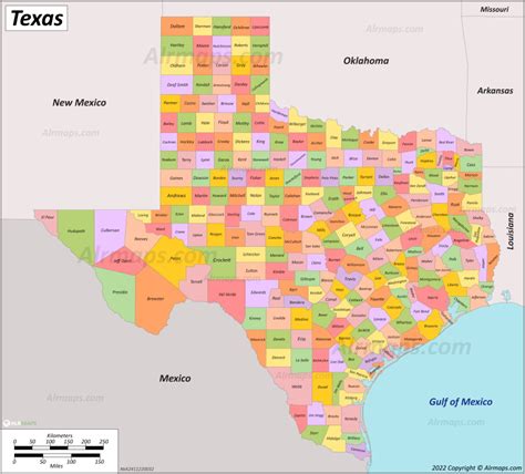 buy digital map  counties  texas texas county map