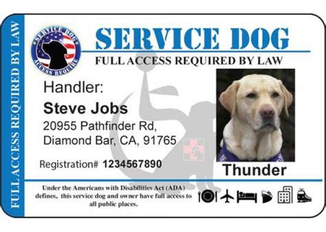 printable service dog id card template  photoshop