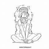 Mononoke Princess Coloring Pages Getcolorings Printable Getdrawings sketch template