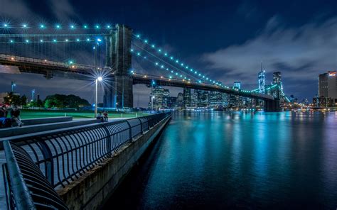 brooklyn bridge  night image abyss