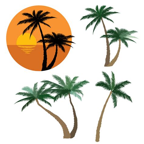 palm tree set nature floral design elements tropical plant trees