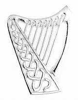 Harp Celtic Irish Drawing Brooch Sterling Silver Getdrawings Music Made sketch template