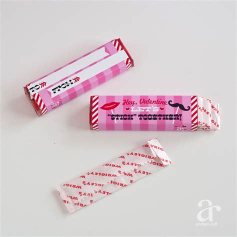 lets stick  valentine printable gum wrappers anders ruff custom designs llc