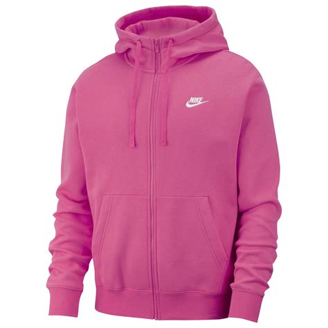 nike fleece club full zip hoodie  pink  men lyst