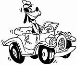 Coloring Car Goofy Driving Pages His Dog Waving Hand Little Color Netart sketch template