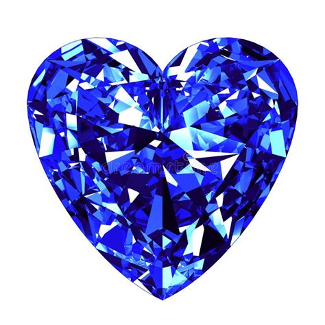 sapphire heart cut  white background stock illustration