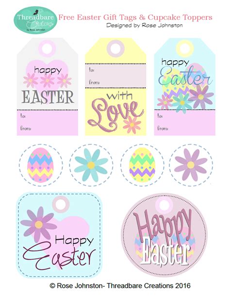 threadbare creations  easter gift tags  cupcake toppers easter