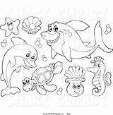Sea Coloring Animals Water Pages Clipart Outline Colour Animal Land Under Shark Collage Ocean Outlines Drawing Color Kids Printable Creatures sketch template