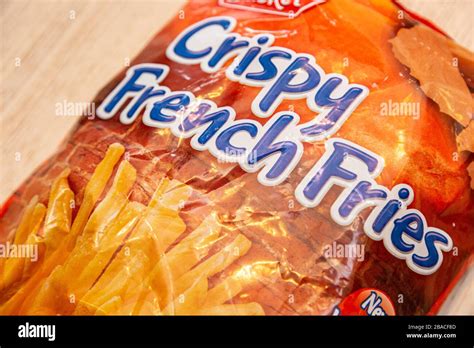 frozen chips  french fries  package  lidl stock photo alamy