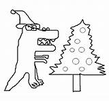 Dinosaur Christmas Coloring Pages Coloringcrew Book sketch template