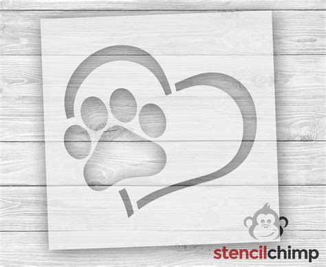stencil paw print  heart stencil paw stencil dog paw cat etsy paw