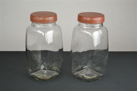 glass sweet jars with bakelite lid retro station