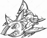 Robot Shark Cyborg Doodle Cool Illustration Drawing Sketch Robots Draw Vector Stock Clipart Drawings Kids Doodles Sketches Animals Animal Plus sketch template