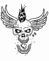 Coloring Tattoo Skull Pages Tatouage Wings Skeleton Tattoos Adults Tatoo Coloriage Adult Squelette Crane Ailes Mandala Punk Printable Outline Original sketch template