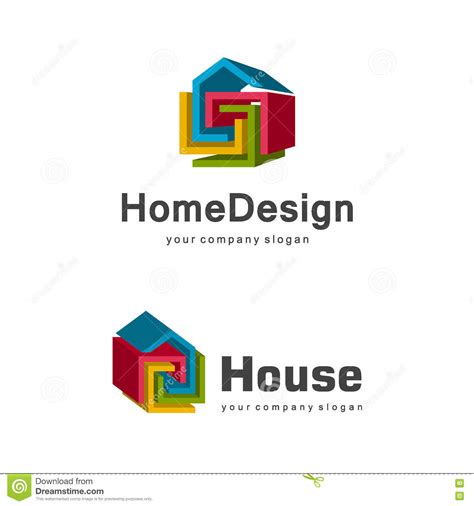 home logo template abstract geometric house symbol building company logotype stock vector