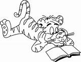 Coloring Cartoon Pages Kids Color Clipart Tiger Animal Printable Outline Animals Teenager Tigers Sheets Clip Teenagers Drawing Reading Simpson Cody sketch template