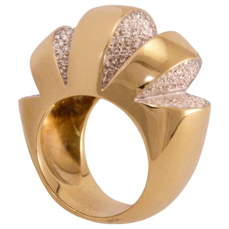 1980s ballerina ruby gold baguette diamond cocktail ring at 1stdibs