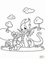 Dragon Coloring Pages Flower Cute Chiropractic Fire Breathing Printable Mania Legends Sniffing Print Dragons Sheets Color Baby Kids Drawing Cartoon sketch template