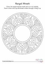Rangoli Colouring Wreath Painting Girl sketch template