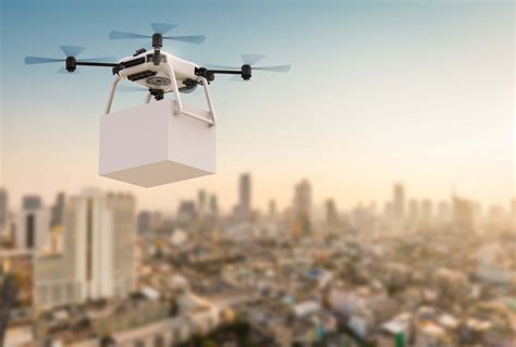 delivery drone flying  city xcel delivery