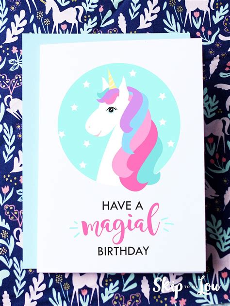 printable unicorn happy birthday card