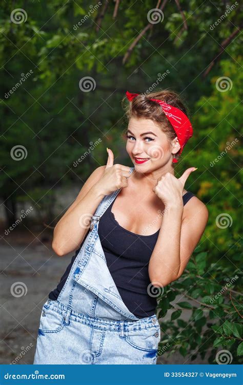 Pin Up Girl Give Thumbs Up Stock Image Image Of Doll 33554327
