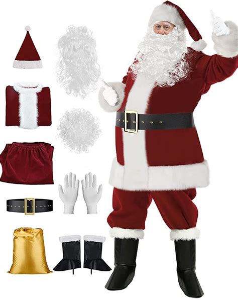 vemee christmas santa claus costume santa suit adults men santa clause