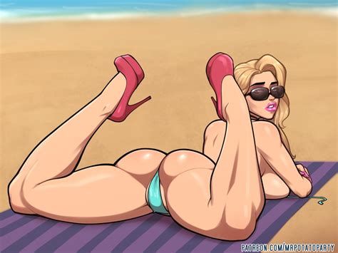 Rule 34 1girls Ass Beach Big Ass Bikini Bikini Bottom Blonde Hair