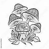Coloring Pages Adult Mushrooms Zentangle Mushroom Outline Printable Doodle Magic Sketch Vector Trippy Mandala Hand Drawn Illustration Hippie Books Drawings sketch template