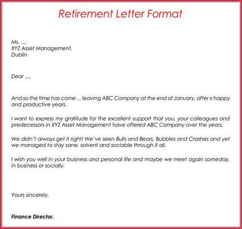 retirement letter samples examples formats writing guide