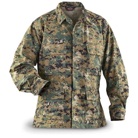 Hq Issue Men S Military Style Digital Woodland Camo Bdu Shirt 648180