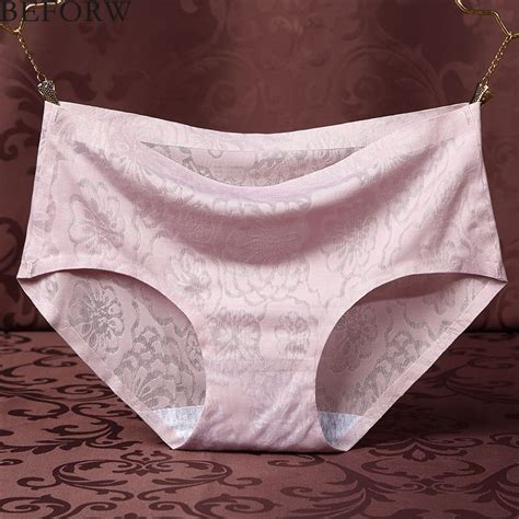 Beforw Sexy Seamless Panties Low Rise Jacquard Cotton Crotch Floral