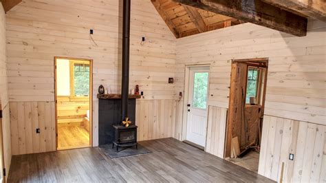 finally installing flooring  grid cabin build youtube