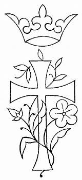 Cross Flowers Crown Embroidery Patterns Pattern Flower Drawing Needlenthread Designs Printable Church Coloring Pages Banner Clipart Outline Gif Simple Hand sketch template