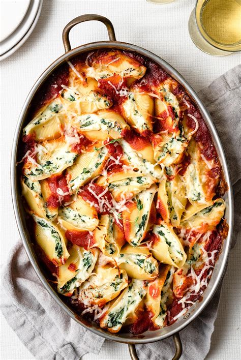 stuffed shells recipe spinach  cheese cooking classy
