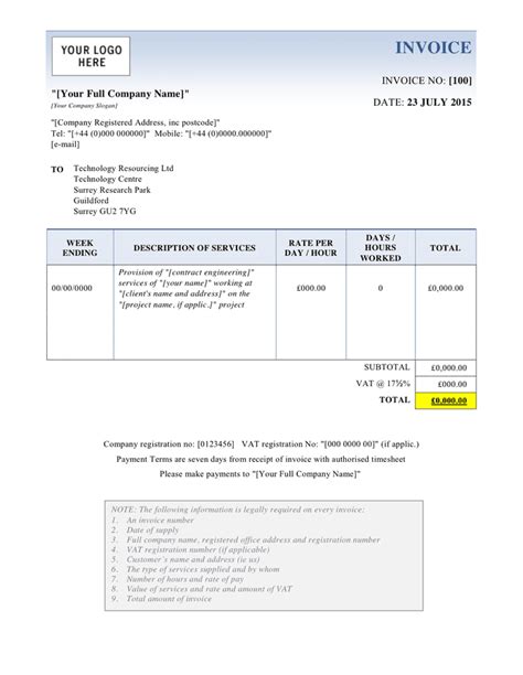 invoice  word   formats