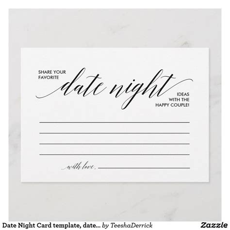 date night card template date night ideas zazzlecom card template