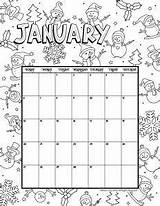 Calendar Coloring Printable January Kids 2021 Pages Color Visit sketch template