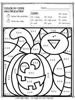 halloween color  number math facts practice halloween color