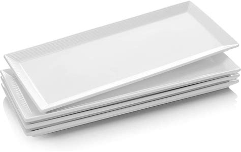 dowan   porcelain serving plattersrectangular plates  packs natural white amazon