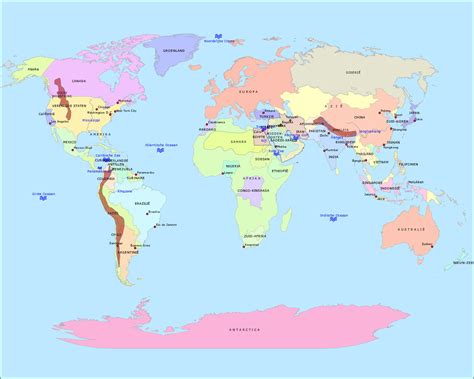 oefen topografie wereld cito  met deze kaart op topomania wereld kaarten aardrijkskunde