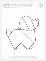 Origami Coloring Puppy Pages Animal Geometric Choose Board sketch template