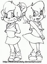 Coloring Twins Alvin Chipmunks Pages Girls Brittany Chipmunk Bella Drawings Color Cartoon Clipart Template Popular sketch template