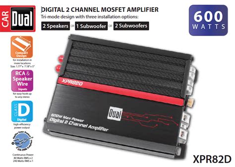 dual electronics xprd  high performance power mosfet class  car amplifier   watts